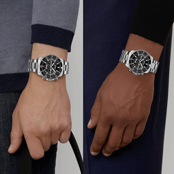 Mens Watches Chronograph Stainless Steel Waterproof Wrist Watches for Men - Picture 6 of 8